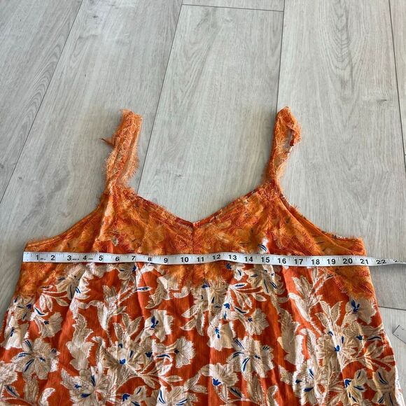 Sam Edelman Small Top Palmer Floral Eyelash Trim Camisole in Apricot Ora size XL - Picture 3 of 9